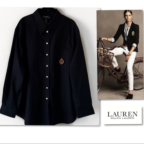Lauren Ralph Lauren Tops - Lauren Ralph Lauren Black Crest Plus SZ Shirt 18W